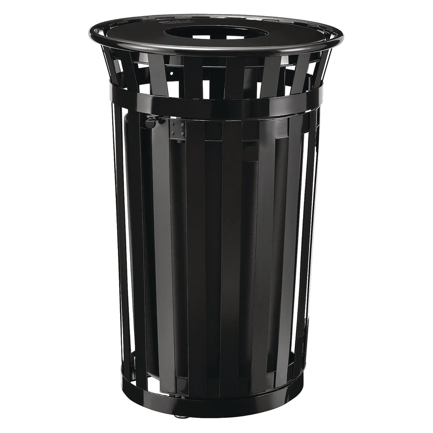 global-industrial-outdoor-slatted-steel-trash-can-with-access-door-36-gal-steel-black-gbe261940bk_1
